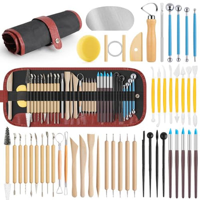 UUSYCUN 48PCS Pottery Tools for Sculpting, Clay Tool Kit for Carving, Ceramic Tool Set for Modeling, Pottery Kiln, Polymer Clay Tools for Trimming,