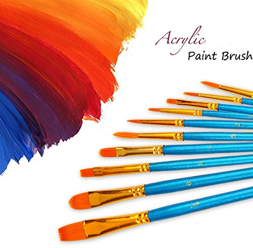 Soucolor Acrylic Paint Brushes Set, 20Pcs Round Pointed Tip Artist Paintbrushes for Acrylic Painting Oil Watercolor Canvas Boards Rock Body Face Nail Soucolor