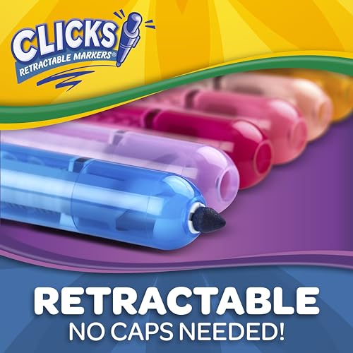 Crayola Clicks Retractable Markers (10ct), Washable Markers for Kids, Click Markers, School Supplies for Kids, Gifts, Ages 5+ Crayola
