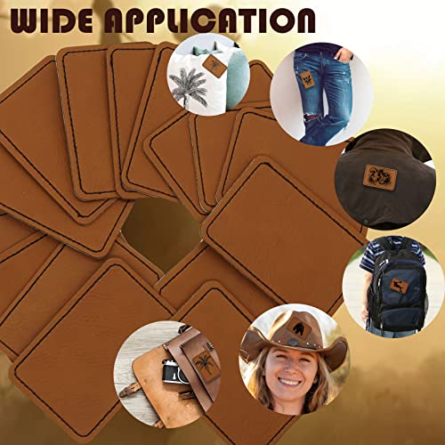 20 Pcs Rectangle Leatherette Hat Patches with Adhesive, Rustic Leatherette Custom Patches Faux Blank Leather Patches for Hats, Custom Fabric Repair HINGTAI