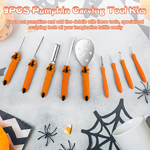 TRAALL Pumpkin Carving Kit Tools Halloween, Professional Heavy Duty Carving Set, Stainless Steel Sculpting Tool Carving Knife for Halloween TRAALL