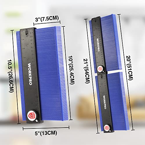 WORKPRO Connectable Contour Gauge (10+10 Inch), Profile Duplicator with Lock, Precisely Copy Irregular Shape, Gift for Father, Husband, Outline WORKPRO