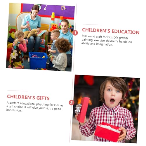 VILLCASE 1 Set Painting Materials Wooden Princess Wand DIY Painting Toy Homemade Fairy Wand Wood Fairy Stick DIY Wand Star Wand Unfinished Wood Wand VILLCASE