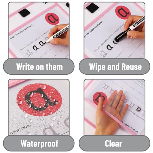 Mr. Pen- Dry Erase Pocket Sleeves, 10 x 14 Inch, 6 Pack, Pastel Colors, Plastic Sleeves, Dry Erase Pockets Reusable Sleeves, Dry Erase Sleeves, Clear Mr. Pen
