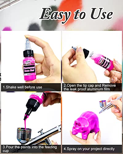 Airbrush Paint, 36 Colors with 4 Thinner Airbrush Paint Set, Water-Based Air brush Paints Acrylic Ready to Spray Includes Metallic & Neon Colors, Roizefar