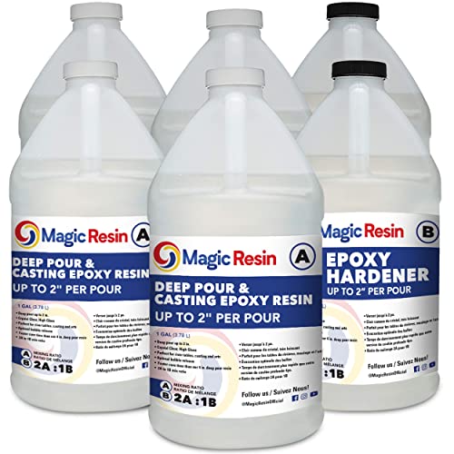 Deep Pour Epoxy Resin for River Table | 6 Gallon (22.8 L) | 2'' DEEP Pour, Casting & Art Epoxy Resin Kit | Low VOC & Low Odor | for River Tables, MagicResin