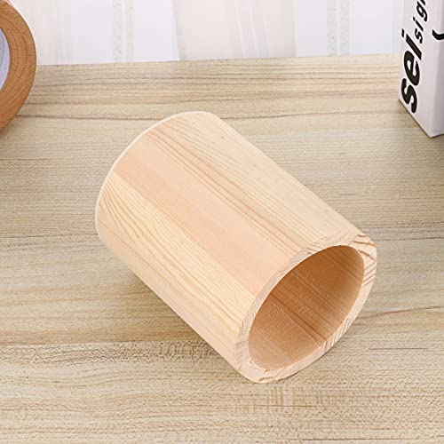 Wooden Pen and Pencil Holder 2 Pcs Wood Pencil Holder Brush Container Holder Desktop Wooden Container Multi Use Holder for Home Office DIY (Round Milisten