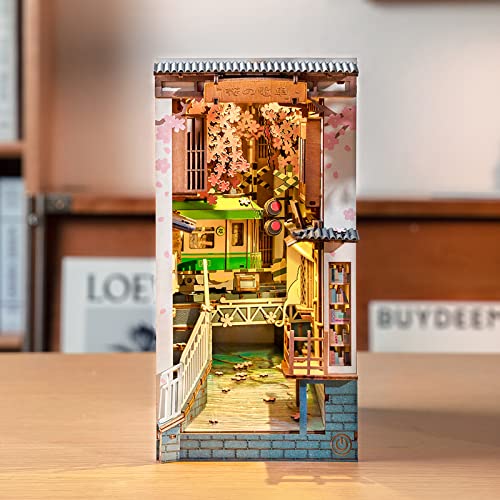 Rolife DIY Book Nook Kit 3D Wooden Puzzle, Bookshelf Insert Decor with LED DIY Bookend Diorama Miniature Kit Crafts Hobbies Gifts for Adults/Teens Rolife