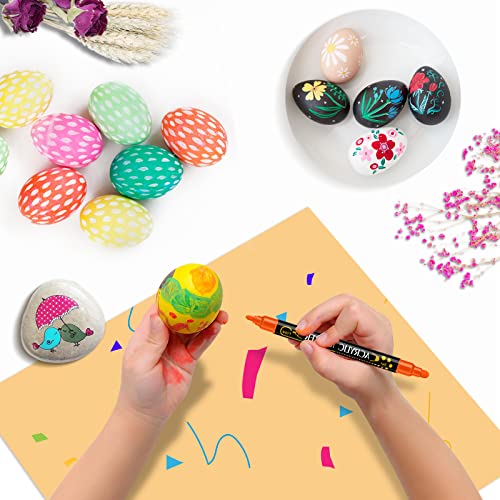 Betem 24 Colors Dual Tip Acrylic Paint Pens Markers, Premium Acrylic Paint Pens for Wood, Canvas, Stone, Rock Painting, Glass, Ceramic Surfaces, DIY Betem