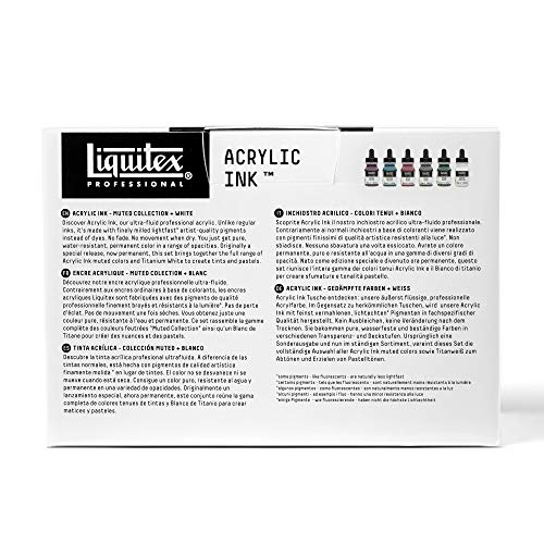 Liquitex Professional Acrylic Ink, 1-oz (30ml), Muted Collection, Set of 6 Liquitex