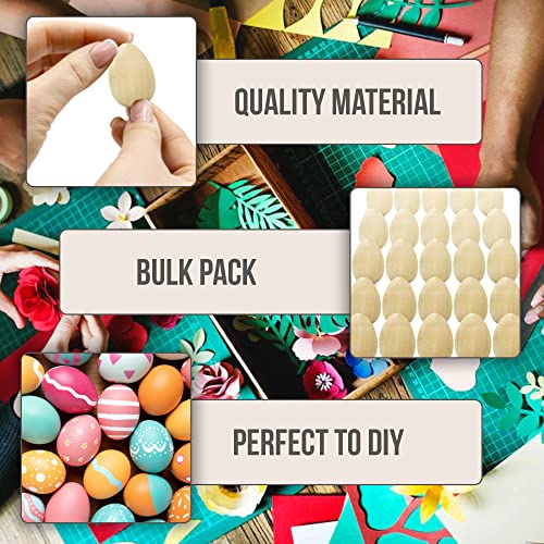 Set of 25 Unfinished Wooden Easter Eggs - 1.6" Craft Eggs for Painting and Decorating - DIY Wood Eggs for Crafts - Faux Chicken Eggs for Art Projects AEVVV