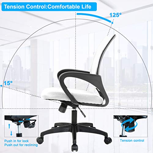 Home Office Chair Ergonomic Desk Chair Mesh Computer Chair with Lumbar Support Armrest Executive Rolling Swivel Adjustable Mid Back Task Chair for BestOffice