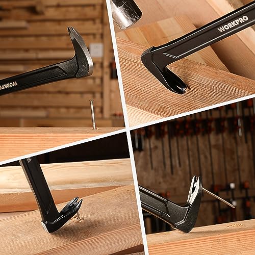 WORKPRO 13" Nail Puller, Cats Paw Pry Bar, Nail Remover Tool with Cats Paw and Rocking Nail Puller, Crowbar for Home Remodeling, Professional WORKPRO