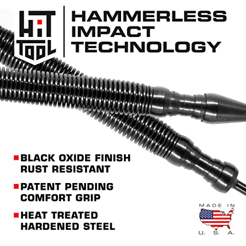 HIT Tool Pro Combo Kit 1/32" Hammerless Nail Set Punch, 2/32" Hammerless Nail Set, Hammerless Door Hinge Pin Punch and Steel Hammer, 2 Tools (NS12HF) HIT Tool
