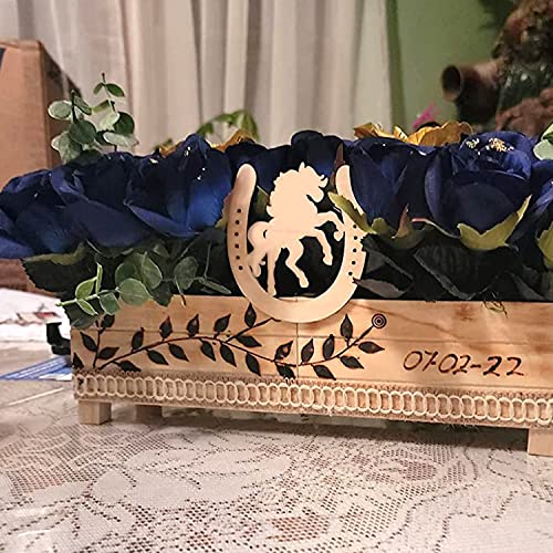 Honbay 36PCS Unfinished Cowboy Wooden Cutouts Blank Horseshoe and Hat Wood Discs Slices for Western Cowboy Cowgirl Party Decorations DIY Craft (5 HONBAY