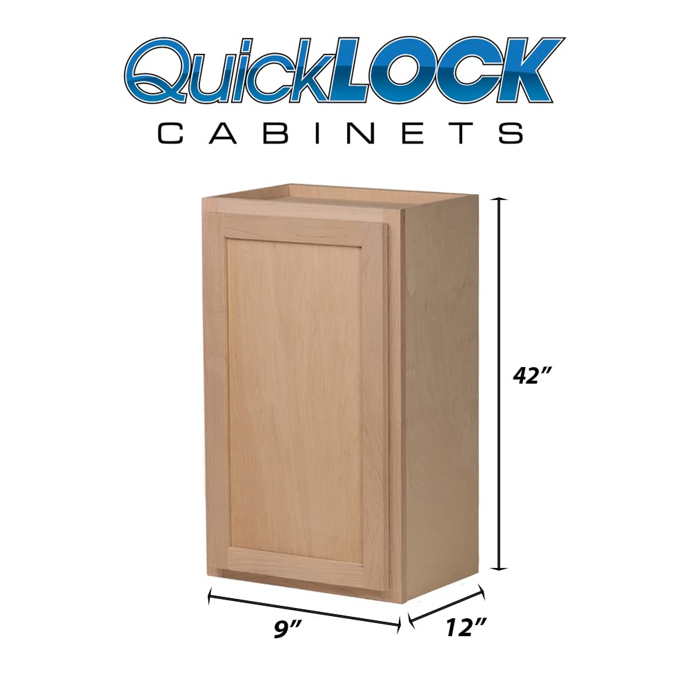 Quicklock RTA (Ready-to-Assemble) 42" Tall Wall Kitchen Cabinets - Shaker Style | 100% Hardwood | Made in America | Soft Close Hardware (Raw Maple, Quicklock Cabinets
