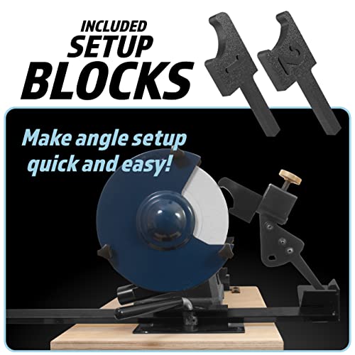 Pro Grind Multi-Grind Sharpening Jig with Setup Blocks for Multiple Tool Grinds and For Use with Sharpening Systems that Use Pocket V-Arm Attachments Peachtree Woodworking Supply
