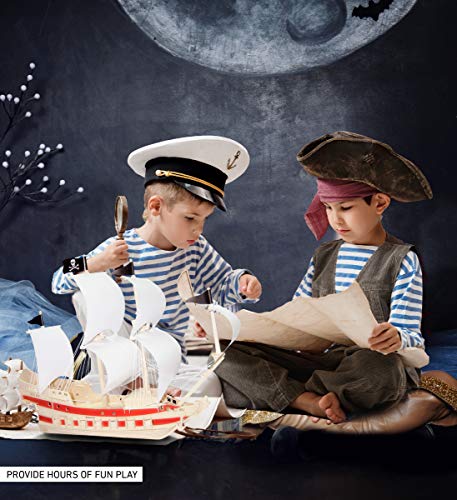 Puzzled 3D Puzzle Pirate Ship Wood Craft Construction Model Kit, Fun Unique & Educational DIY Wooden Toy Assemble Model Unfinished Crafting Hobby Puzzled