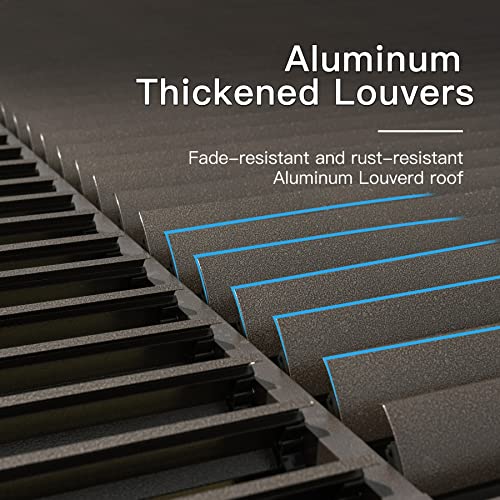 Domi Louvered Pergola 12' × 20', Outdoor Aluminium Pergola with Adjustable Roof, Curtains and Netting, Hardtop Gazebo for Patio, Deck, Garden, Yard, domi outdoor living