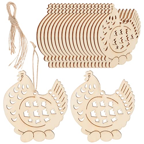 Abaodam 20pcs Rabbit DIY Wooden Easter Egg Cutouts Wood Easter Decor Easter Crafts for Kids Easter Crafts for Adults Chicken Ornament Chick Tree Abaodam
