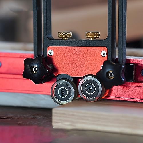 Double Wheel Stock Roller, Adjustable Thin Table Saw Jig Universal Featherboards Table Saw Feeding Guide Roller for Table Saw Feeding Guide, Aluminum Pyhodi