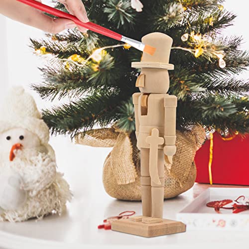 NOLITOY Unfinished Wooden Peg People Doll 3pcs Wood Unfinished Nutcracker Christmas Blank Nutcracker Soldier Figurines for DIY Crafts Unpainted NOLITOY