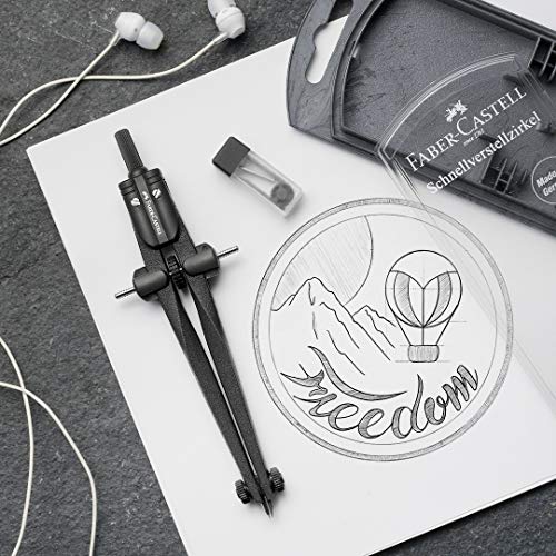 Faber-Castell Stream Quick-set Compass - Black Stone, 174530 Faber-Castell