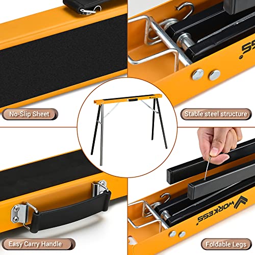 WORKESS Saw Horses 2 Pack Folding, Portable Saw Horses Heavy Duty 550 lbs Weight Capacity Portable Folding Legs and Easy Carry Handle WORKESS
