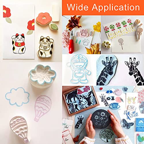 Hakkin 26Pcs Rubber Stamp Making Kit, Block Printing Starter Tool Kit, Linoleum Cutter with 6 Type Blades, Rubber Carving Block, Tracing Paper, Hakkin