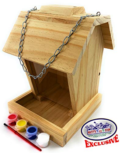 Mɑtty's Toy Stop Paint Your Own Deluxe Large 9" Wooden Bird Feeder (Includes 4 Paints & 1 Brush) Mɑtty's Toy Stop