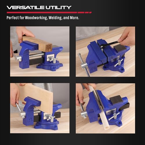 Heavy Duty Bench Vise 4.5 Inch: Table Clamp Woodworking Vice Press Drill Tools Workbench Wood Metal Pipe Work Shop Block Swivel Slide Cross Welding SEDY