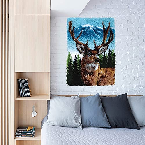 ZFFLYH Deer Latch Hook Kit, DIY Large Latch Hook Kit for Adults 3D Printed Canvas Pattern Crochet Handcraft Embroidery Tapestry Hobby & Crafts ZFFLYH