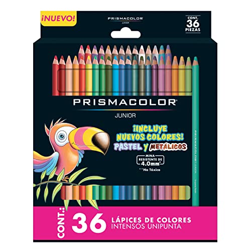 Prismacolor Colored Pencils Set, Pack of 36, With Pastel And Metallic Colors Junior 4.0mm… Prismacolor