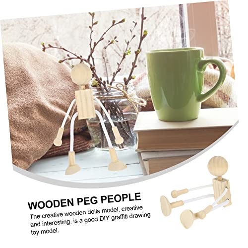 COHEALI 5pcs Cartoon Toy White Embryo Unfinished Wood Pegs Peg People Wooden Unfinished Wood Toy Wooden Peg People Wood Crafts Unfinished Peg Doll COHEALI