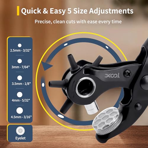 XOOL 2 in 1 Leather Hole Punch Eyelet Tool Kit, Metal Eyelets for Fabric, Hole Puncher, Grommet Pliers, for Shoes Leather Clothes Belt XOOL