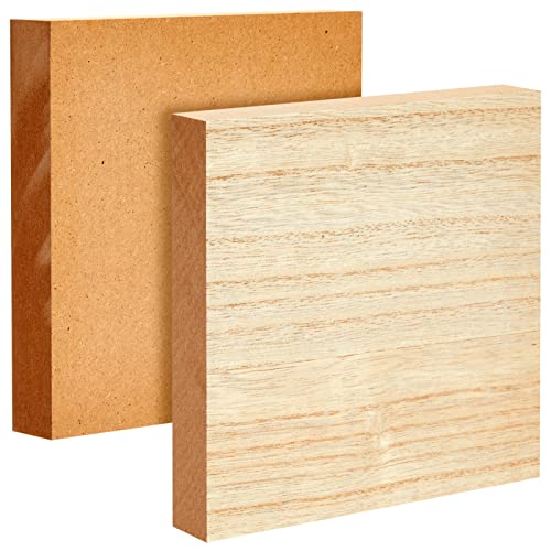 Unfinished MDF Wood Squares for Crafts, Wooden Blocks, 1 Inch Thick (6x6 in, 4 Pack) Bright Creations