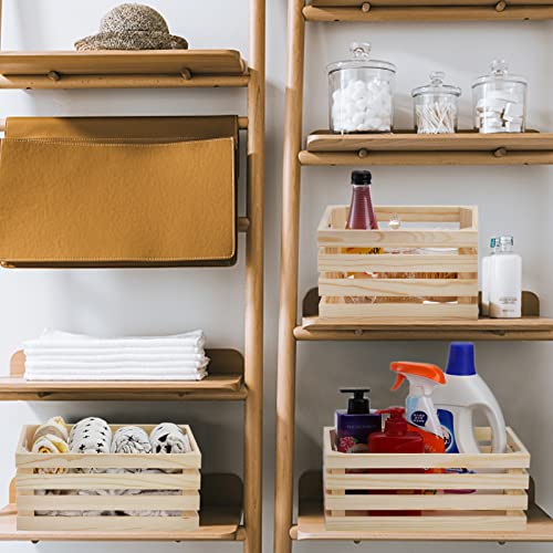 ZENFUN 3 Pack Wooden Nesting Crates with Handles, Decorative Hand Crafted Wood Box Nesting Crate Farmhouse Storage Basket Container for Display and ZENFUN