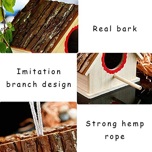 kathson Bird House for Outside Clearance Parakeet Nesting Box Wooden Houses Hanging Wood Breeding Outdoor Parrot Birdhouse Natural Aviary Cage kathson
