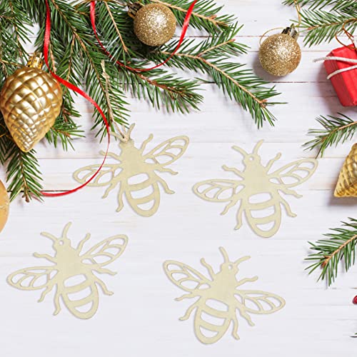 Amosfun 20pcs Bee Wooden Ornaments Unfinished Wood Slices Crafts Predrilled with Hole Spring Easter Bee Festival Party Decorations DIY Painting Amosfun