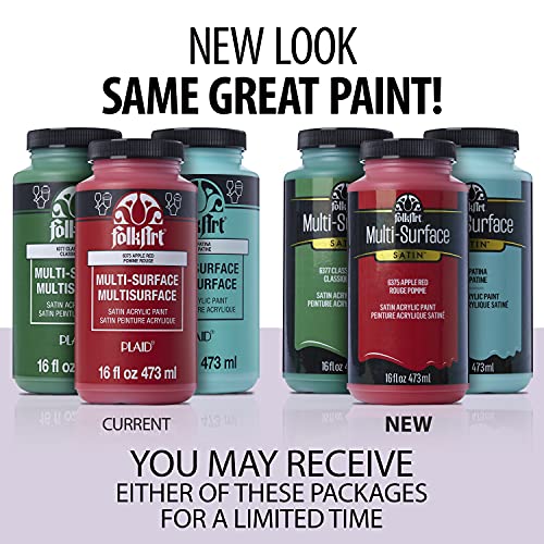 FolkArt Multi-Surface Satin Acrylic Paint in Assorted Colors, 16 oz, Pure Black 16 Fl Oz FolkArt