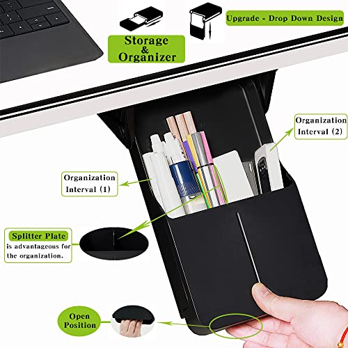 Navtcow Under Desk Drawer Storage Organizer - 2 Pack (Large and Small) Black - (Please Note - Drawer Size/No Lip Under Desktop) - 2 Installation Navtcow