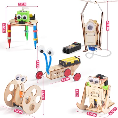 STEM Kits for Kids Ages 8-10-12, Robot Building Crafts Kit for Boys Age 6-8, Wood Science Projects, 3D Wooden Puzzles, Woodworking Model Christmas Yutin