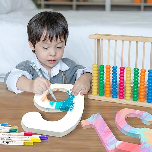 AOCEAN 10 Inch White Wood Numbers Unfinished Wood Numbers for Wall Decor Decorative Standing Numbers Slices Sign Board Decoration for Craft Home AOCEAN