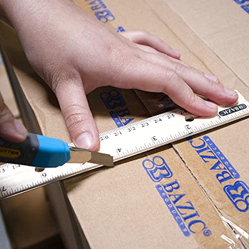 BAZIC Wooden Ruler 12" (30cm), Singel Metal Edge, Inches Centimeter Metric Measuring Drafting Rulers, for Students School Supplies (3/Pack), 1-Pack BAZIC Products