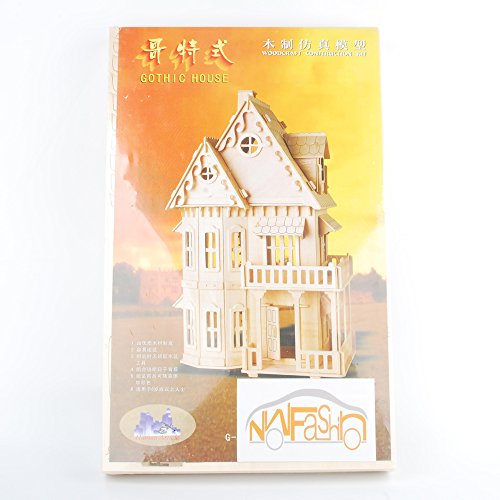 NWFashion Children's 17" Wooden 6 Rooms DIY Kits 3D Puzzle for Christmas Party Halloween House (Gothic) NWFashion