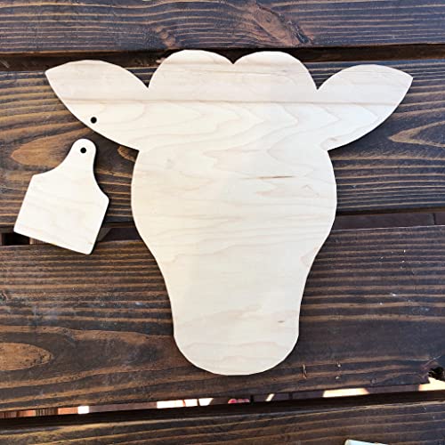 Unfinished Wooden Farm Animal Silhouette DIY Kit for Easy Painting for Wreath, Sign, Home Decor, Wall Art (Cow) AVTRBoutique