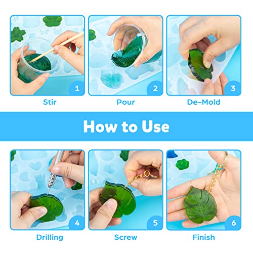 Mocoosy 182Pcs Resin Molds Silicone Kit for Beginners, 32 Cavities Pendants Molds for Epoxy Resin Casting, Variety Shaped Keychain Making Set DIY Mocoosy