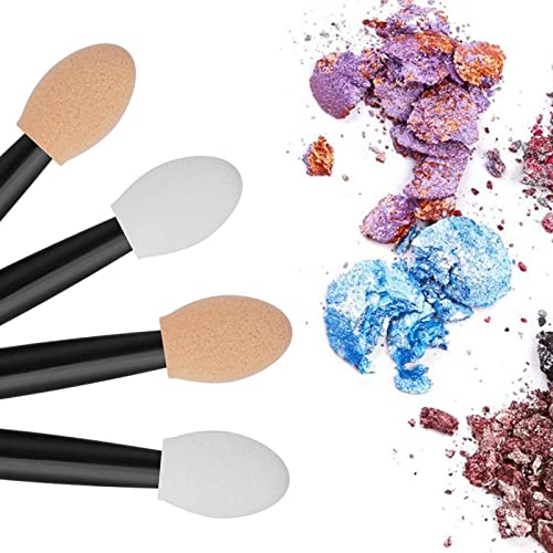 Cuttte 120PCS Disposable Dual Sides Eye Shadow Sponge Applicators with Container, 2.44' Length Eyeshadow Brushes Makeup Applicator Cuttte