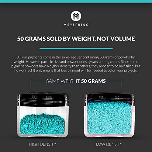 MEYSPRING Turquoise Blue Mica Powder - 50g - Epoxy Resin Color Pigment - Teal Mica Powder for Resin Ocean Art, River Tables, Woodworking - Cosmetic MEYSPRING