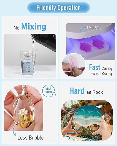 Nicpro UV Resin Kit 2000g, Large Crystal Clear UV Cure Epoxy Resin Supplies, Low Odor & Quick Curing Transparent Solar Activated Glue for Jewelry Nicpro